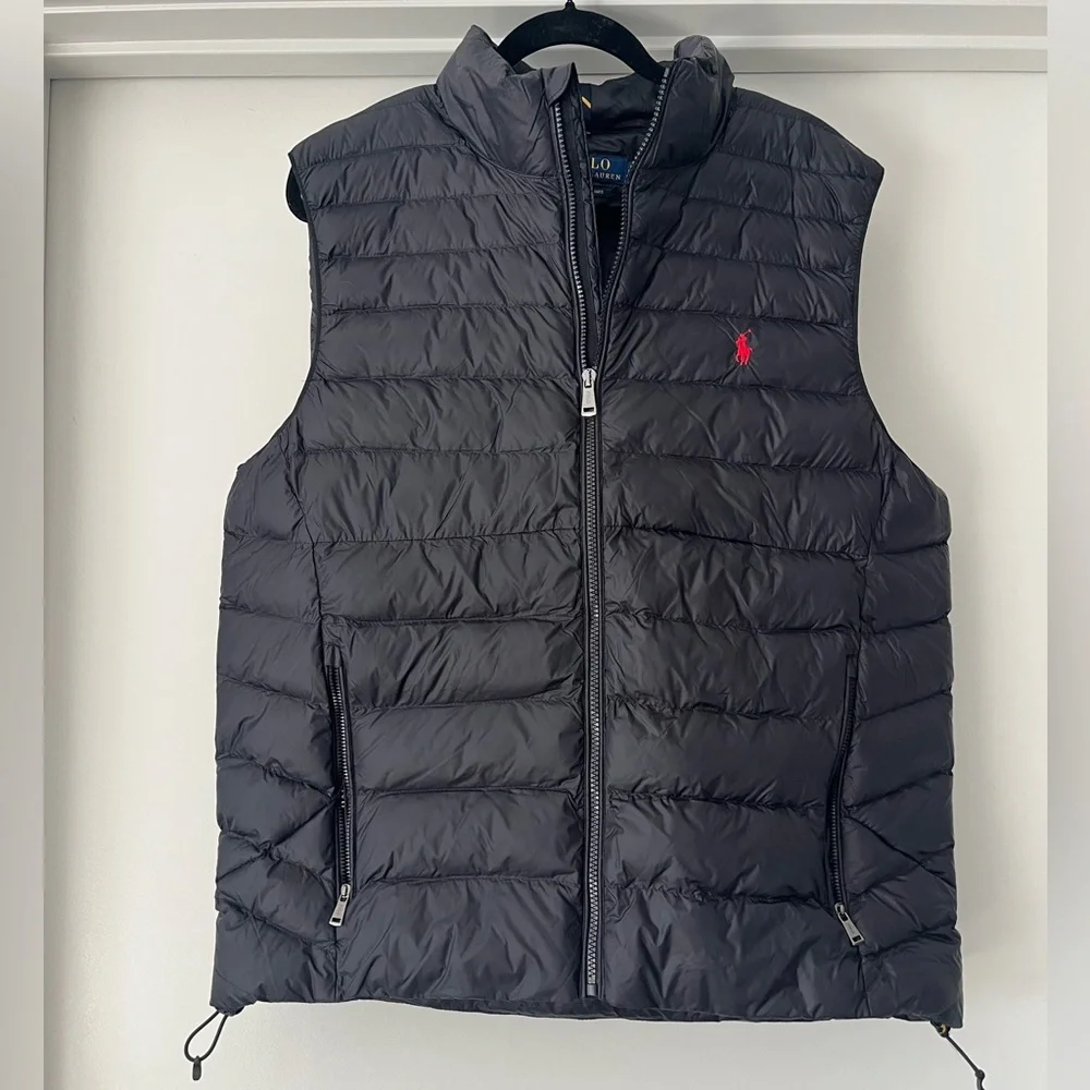 Polo Ralph Lauren | Packable Down Vest | Black + Red Logo | L - Picture 2 of 3